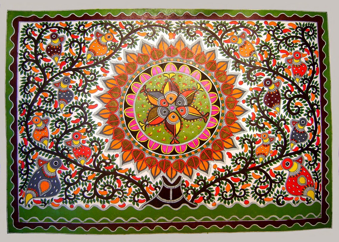 Vibrant Madhubani Paintings — hand-painted Madhubani folk art