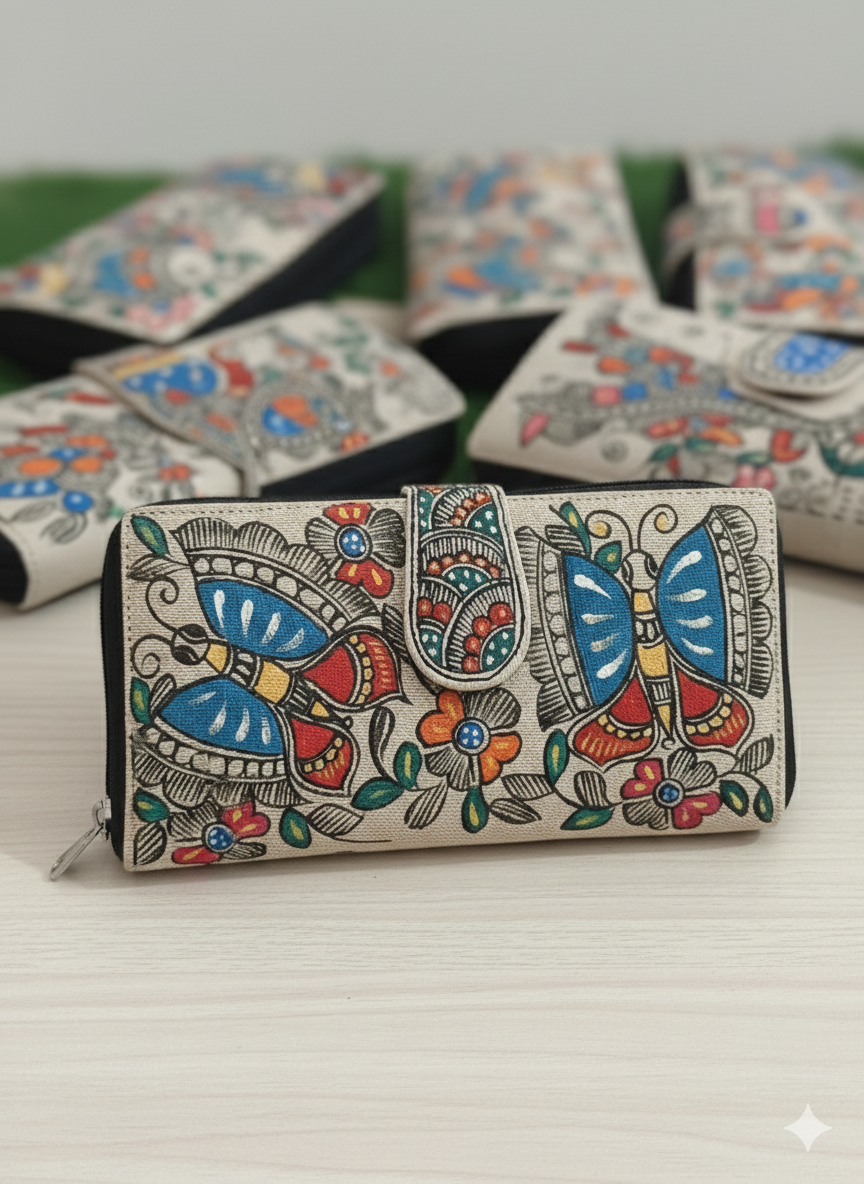 Madhubani jute clutch styled for gifting